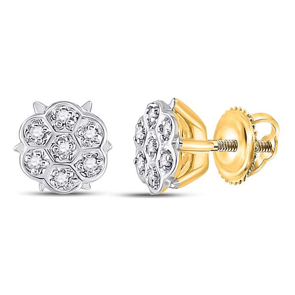 Round Prong-set Diamond Cluster Stud Earrings 1/20 Cttw 10KT Yellow Gold