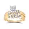 Image 2 : Diamond Cluster Matching Wedding Set 1/10 Cttw 10KT Yellow Gold