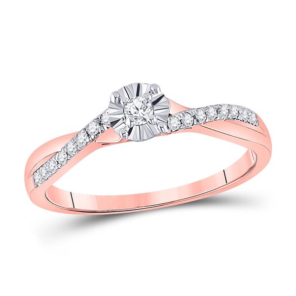 Round Diamond Solitaire Twist Promise Ring 1/6 Cttw 10KT Rose Gold