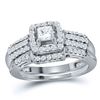 Bridal Wedding Ring Band Set 7/8 Cttw 14KT White Gold