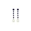 Genuine 10 ctw Sapphire & Pearl Earrings 14KT White Gold - REF-37R8P