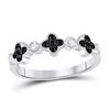Image 1 : Round Black Color Enhanced Diamond Clover Band Ring 1/4 Cttw 10KT White Gold