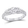 Diamond 3-stone Bridal Wedding Engagement Ring 1-1/3 Cttw 14KT White Gold