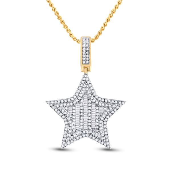 Round Diamond Star Charm Pendant 3/4 Cttw 14KT Yellow Gold