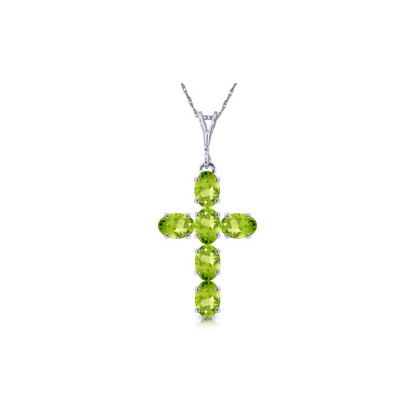 Genuine 1.50 ctw Peridot Necklace 14KT White Gold - REF-32A8K