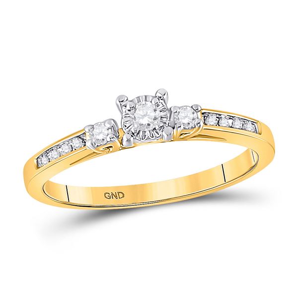 Round Diamond 3-stone Promise Ring 1/6 Cttw 10KT Yellow Gold