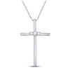 Image 1 : Round Diamond Cross Pendant 1/6 Cttw 10KT White Gold