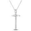 Image 2 : Round Diamond Cross Pendant 1/6 Cttw 10KT White Gold