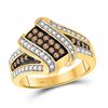 Image 1 : Round Brown Diamond Crossover Ring 1/2 Cttw 10KT Yellow Gold