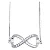 Image 1 : Round Diamond Infinity Pendant Necklace 1/10 Cttw 10KT White Gold