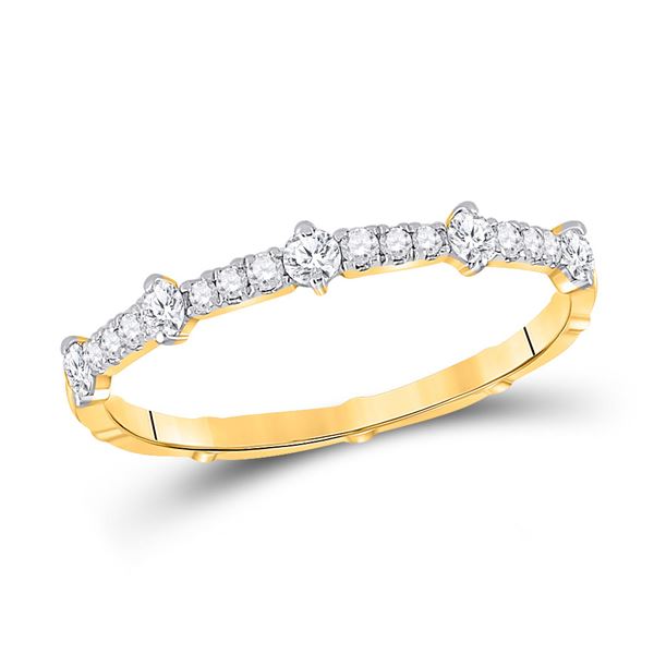 Round Diamond 5-Stone Stackable Band Ring 1/4 Cttw 10KT Yellow Gold