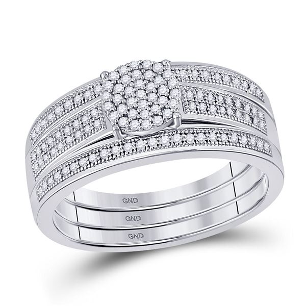 Cluster Bridal Wedding Ring Band Set 1/4 Cttw 10KT White Gold