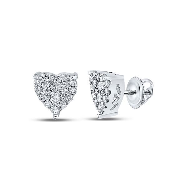 Round Diamond Heart Earrings 1/4 Cttw 10KT White Gold