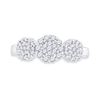 Image 2 : Round Diamond Triple Flower Cluster Ring 1/2 Cttw 14KT White Gold