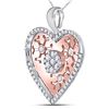 Image 2 : Round Diamond Cluster Heart Pendant 1/2 Cttw 14KT Two-tone Gold