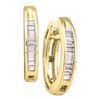 Image 1 : Baguette Diamond Huggie Hoop Earrings 1/6 Cttw 14KT Yellow Gold