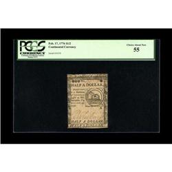 Continental Currency February 17, 1776 $1/2 PCGS