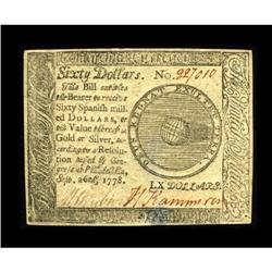 Continental Currency September 26, 1778 $60