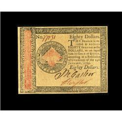 Continental Currency January 14, 1779 $80 Choice
