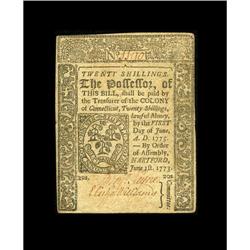 Connecticut June 1, 1773 20s Extremely Fine.