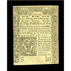 Connecticut June 19, 1776 1s/3d Extremely Fine.