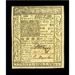 Delaware January 1, 1776 20s Very Choice New.