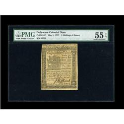 Delaware May 1, 1777 2s/6d PMG About