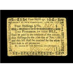 New Hampshire June 28, 1776 4s Very Fine.