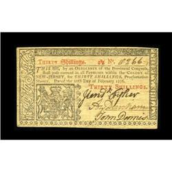 New Jersey February 20, 1776 30s Choice New.
