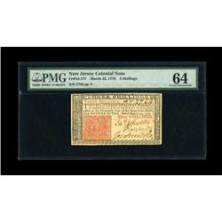 New Jersey March 25, 1776 3s PMG Choice