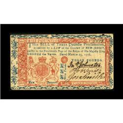 New Jersey March 25, 1776 L3 Extremely Fine.