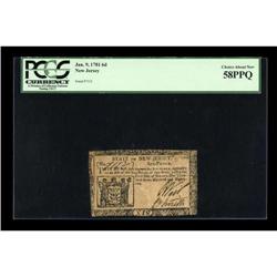 New Jersey January 9, 1781 6d PCGS Choice About