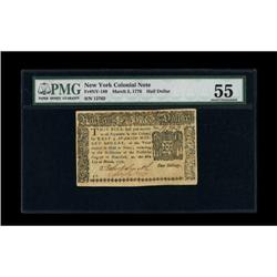 New York March 5, 1776 $1/2 PMG About
