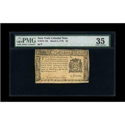New York March 5, 1776 $2 PMG Choice Very Fine