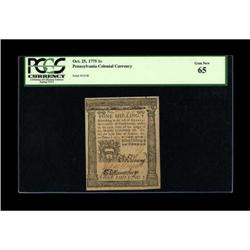Pennsylvania October 25, 1775 1s PCGS Gem New