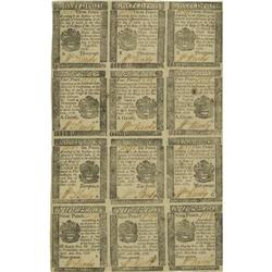 Pennsylvania April 25, 1776 Uncut Sheet of