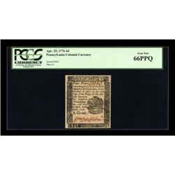 Pennsylvania April 25, 1776 4d PCGS Gem New