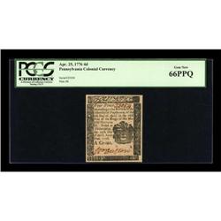 Pennsylvania April 25, 1776 4d PCGS Gem New