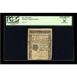 Vermont February 1781 2s/6d PCGS Apparent Very