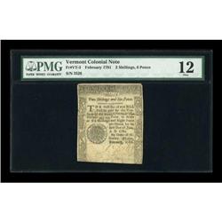 Vermont February 1781 2s/6d PMG Fine 12.