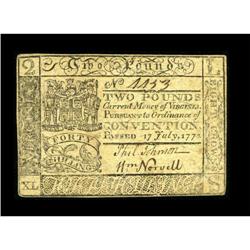 Virginia July 17, 1775 £2 Extremely Fine.