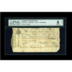 Virginia September 1, 1775 20s PMG Very Good 08