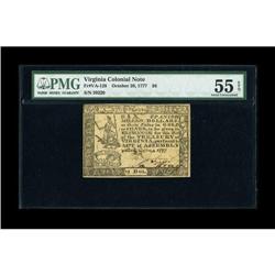 Virginia October 20, 1777 $6 PMG About