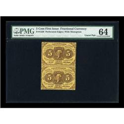 Fr. 1228 5¢ First Issue Vertical Uncut Pair PMG