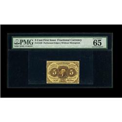 Fr. 1229 5c First Issue PMG Gem Uncirculated 65