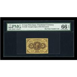 Fr. 1230 5¢ First Issue PMG Gem Uncirculated 66