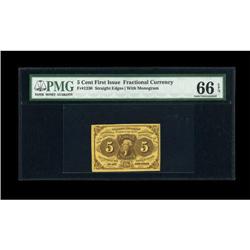Fr. 1230 5c First Issue PMG Gem Uncirculated 66