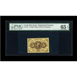 Fr. 1231 5c First Issue PMG Gem Uncirculated 65