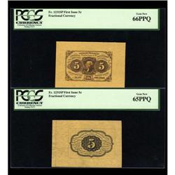 Fr. 1231SP 5¢ First Issue Wide Margin Pair PCGS