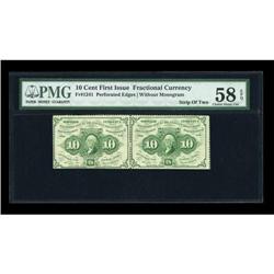 Fr. 1241 10¢ First Issue Horizontal Uncut Pair